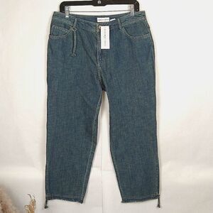 Dana Buchman cropped  ocean wash  jeans with fringe (NWT) size 10 Boho Chic